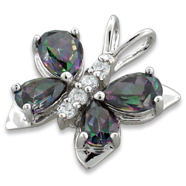 Sterling Silver Butterfly CZ Cubic Zirconia Pendant