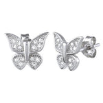 Sterling Silver Butterfly CZ Earrings
