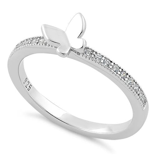 Sterling Silver Butterfly CZ Ring