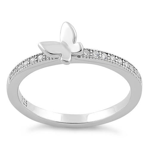 Sterling Silver Butterfly CZ Ring