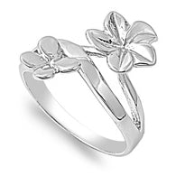 Sterling Silver Butterfly Flower Ring