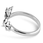 Sterling Silver Butterfly Flower Ring