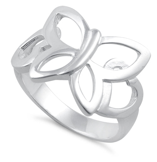 Sterling Silver Butterfly Heart Ring