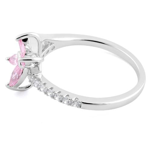 Sterling Silver Butterfly Pink CZ Ring