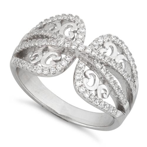 Sterling Silver Butterfly Wings Pave CZ Ring