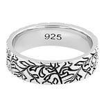 Sterling Silver Carved Leaves Band Ring