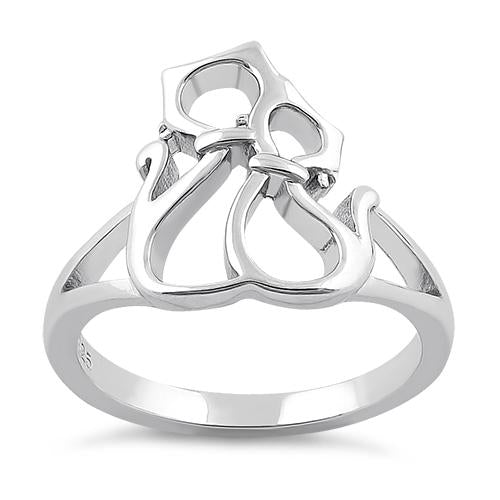 Sterling Silver Cat Couple Ring