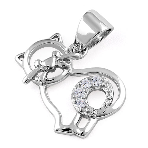 Sterling Silver Cat CZ Pendant