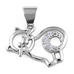 Sterling Silver Cat CZ Pendant