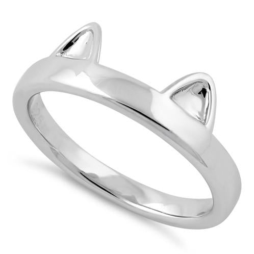 Jewever S925 Sterling Silver Cat Ring - Ears & Paws Design, Open Tail, Hypoallergenic, Size 7.5-8.5