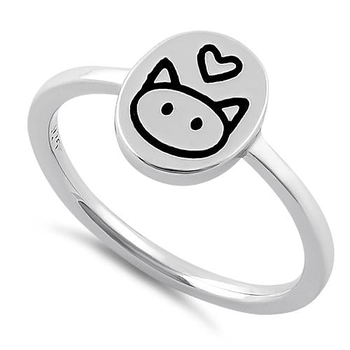 Sterling Silver Cat Love Ring