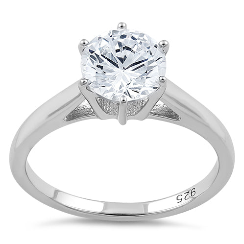 Sterling Silver Cathedral Clear CZ Engagement Ring