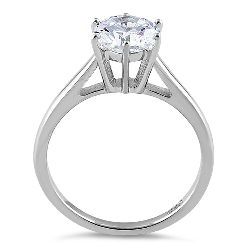 Sterling Silver Cathedral Clear CZ Engagement Ring