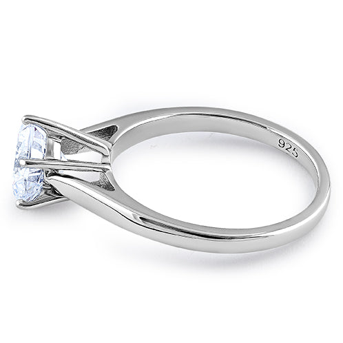 Sterling Silver Cathedral Clear CZ Engagement Ring