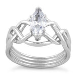 Sterling Silver Celtic Marquise CZ Ring
