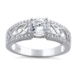 Sterling Silver Celtic Clear Round CZ Ring