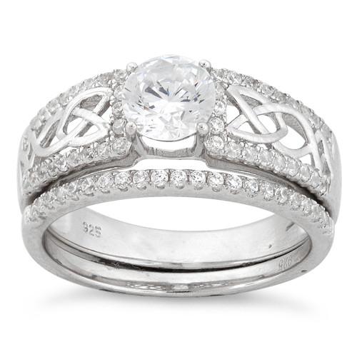 Sterling Silver Celtic Pave CZ Ring