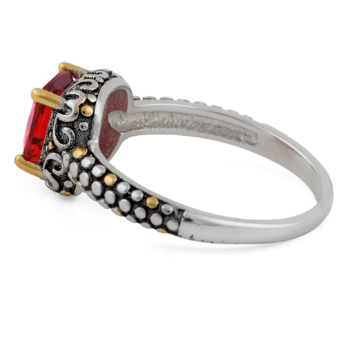Silver Red CZ Ring