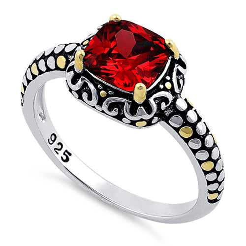 Silver Red CZ Ring
