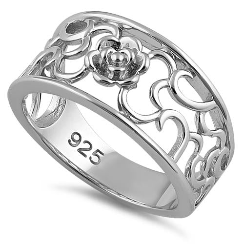 Sterling Silver Center Flower Ring