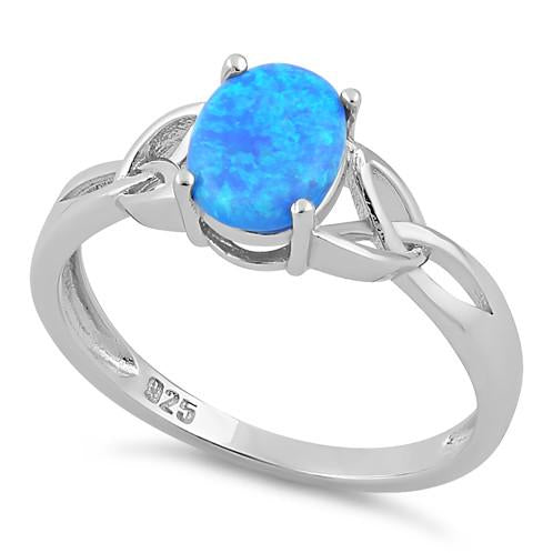 Sterling Silver Center Stone Charmed Blue Lab Opal Ring