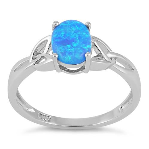 Sterling Silver Center Stone Charmed Blue Lab Opal Ring