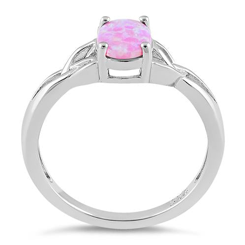 Sterling Silver Center Stone Charmed Pink Lab Opal Ring