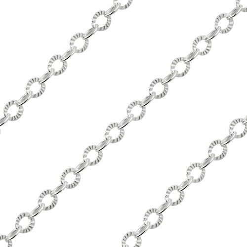 Sterling Silver Chain Catena Ovale Alternata 3mm (sold by the foot)