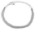 Sterling Silver Chain Links Heart Charm Bracelet