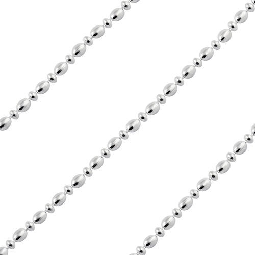 Sterling Silver Chain Ovalina Satinata Alternata 1.5mm x 3mm (sold by the foot)