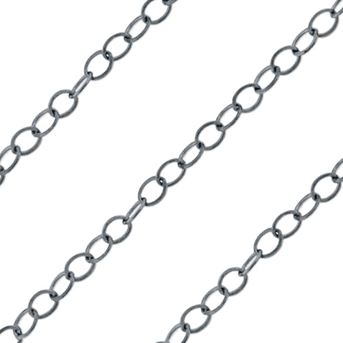 Sterling Silver Chain (Oxidized) Flat Cable 1.3mm (sold by the foot)