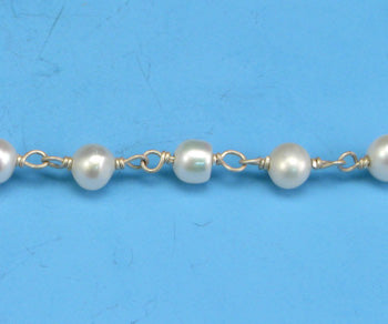 Sterling Silver Chain w/ Pearls (sold by the foot)