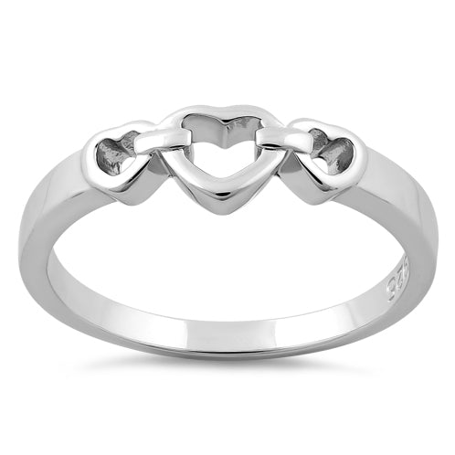 Sterling Silver Chained Heart Ring