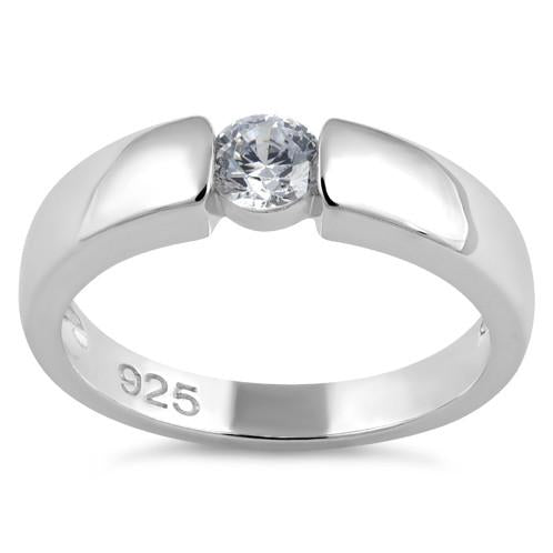 Sterling Silver Channel Bezel Clear CZ Ring