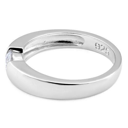 Sterling Silver Channel Bezel Clear CZ Ring