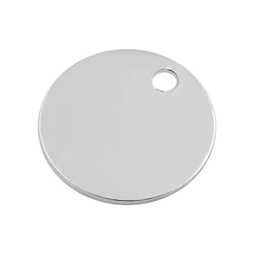 Sterling Silver Charm Round Flat Disc w/ Hole 9mm - PACK OF 4