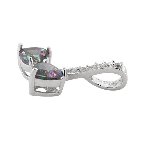 Sterling Silver Cherry Hearts Rainbow Topaz CZ Pendant