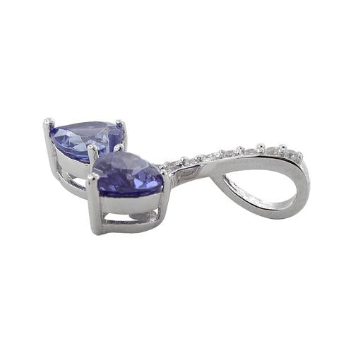 Sterling Silver Cherry Hearts Tanzanite CZ Pendant