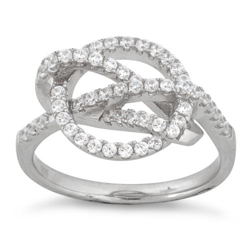 Sterling Silver Circle Twisted Pave CZ Ring