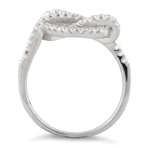 Sterling Silver Circle Twisted Pave CZ Ring