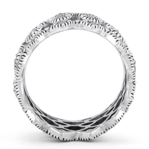 Sterling Silver Circles & Diamonds Eternity Marcasite Ring