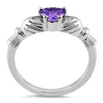 Sterling Silver Claddagh Amethyst CZ Ring