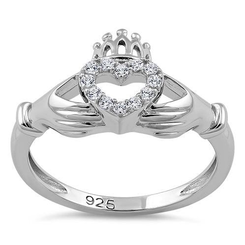 Sterling Silver Claddagh CZ Ring