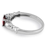 Sterling Silver Claddagh Garnet CZ Ring