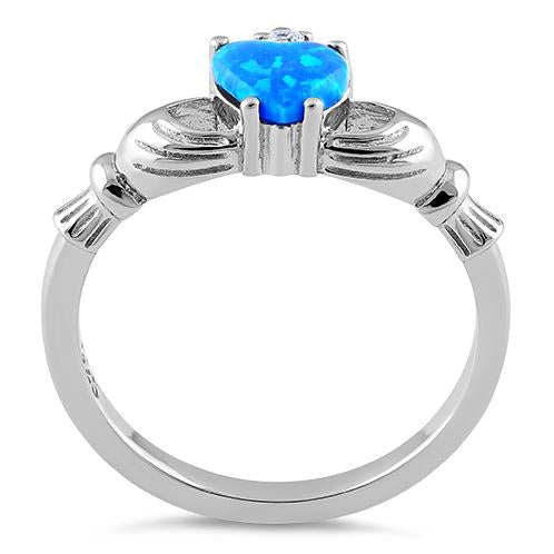 Sterling Silver Claddagh Lab Opal CZ Ring