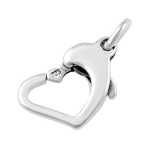 Sterling Silver Clasp Floating Heart 12mm