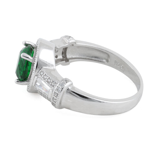 Sterling Silver Classic Emerald CZ Ring