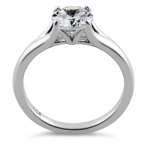 Sterling Silver Classic Round Cut Clear CZ Ring