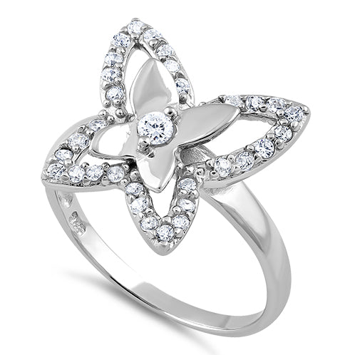 Sterling Silver Clear Butterfly CZ Ring