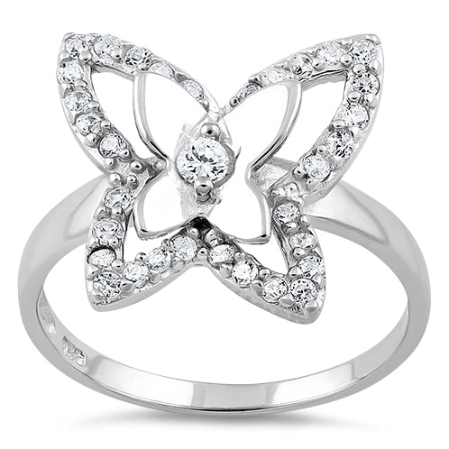 Sterling Silver Clear Butterfly CZ Ring